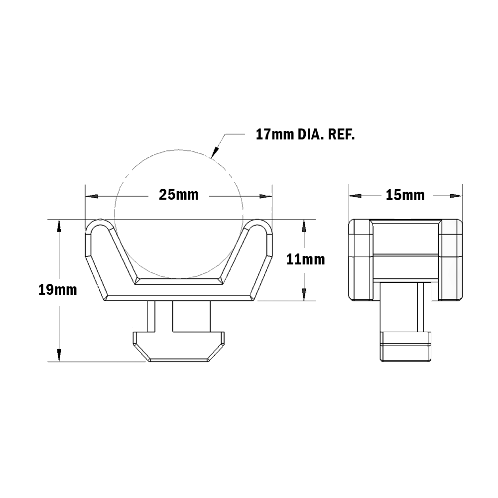 66-120-0 MODULAR SOLUTIONS CABLE TIE DOWNS<br>1/4 TURN CABLE BLOCK, 25MM, GRAY